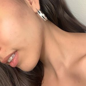 Silver Mini Hoops With Rhinestones